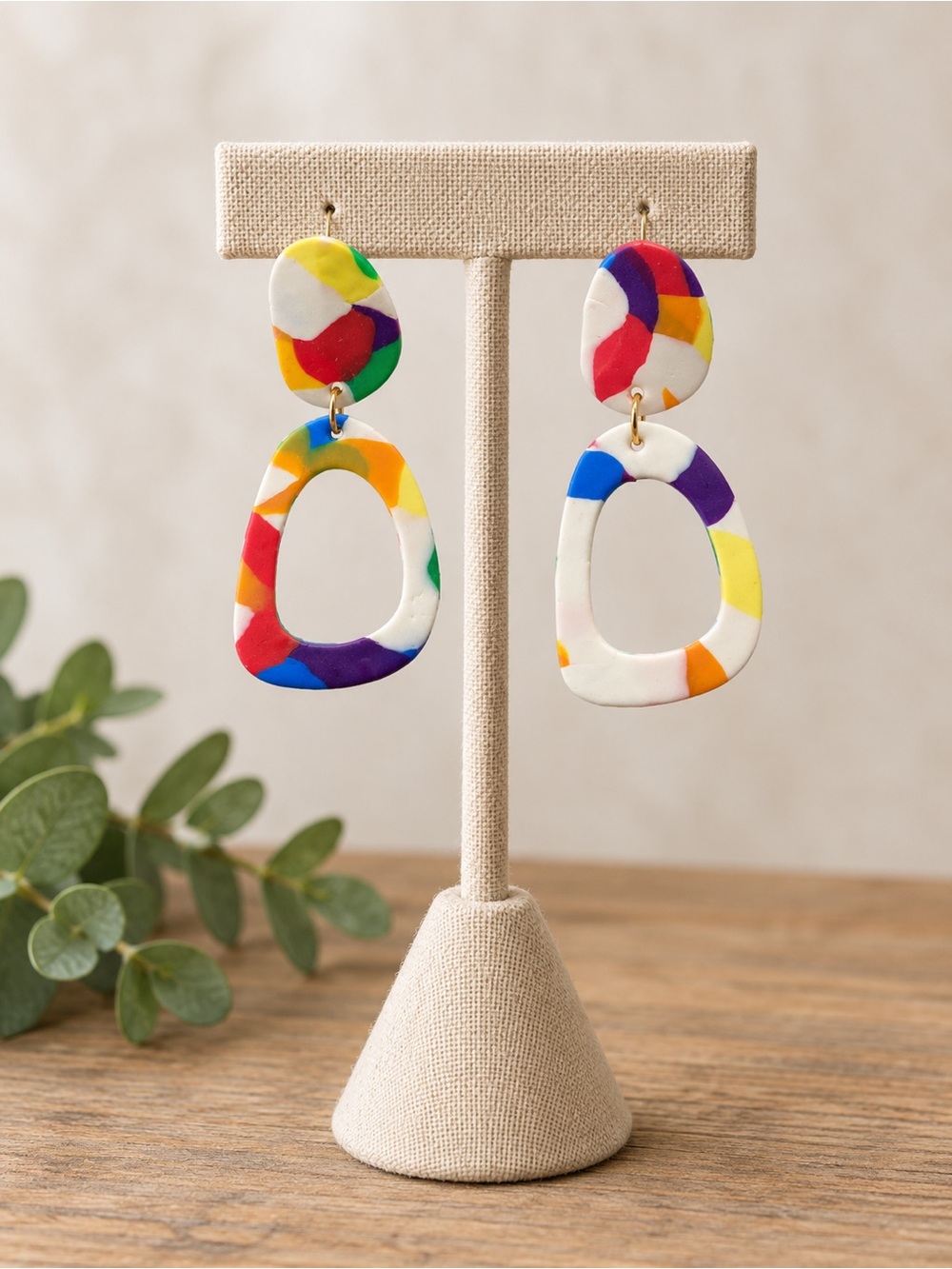 Bright Colorful Foam Drop Earrings - 80s-90s